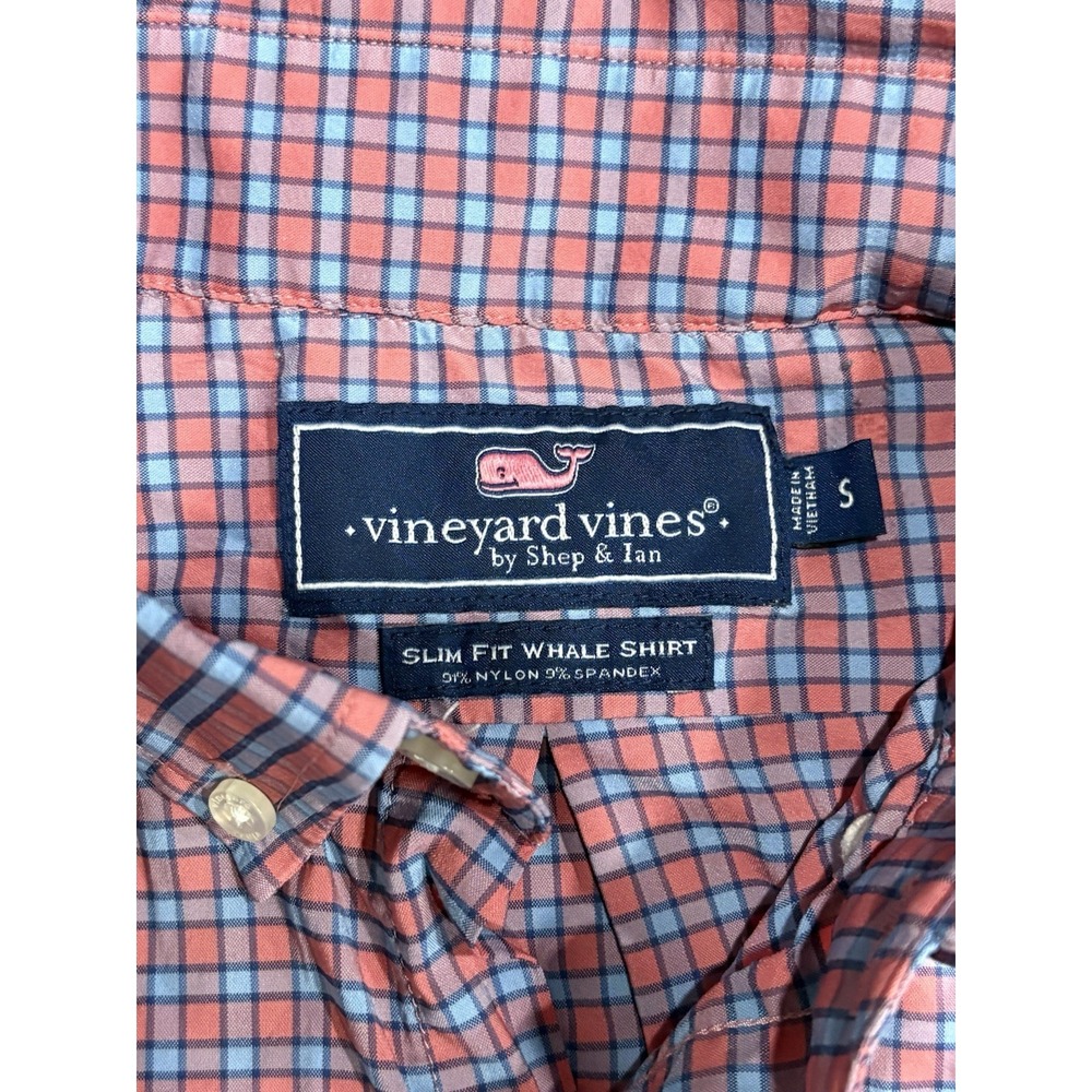 Vineyard Vines Whale Shirt Small‎ Slim Fit Button Down Plaid Nylon Spandex - Picture 5 of 8